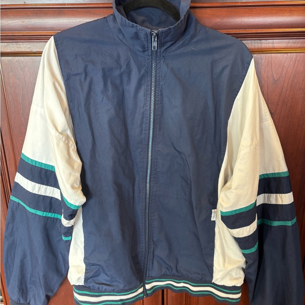 Christian Dior Navy and Cream Windbreaker with Green Accents